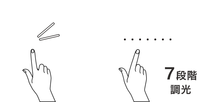 タッチで電源ON/OFF スライドで調光7段階調光