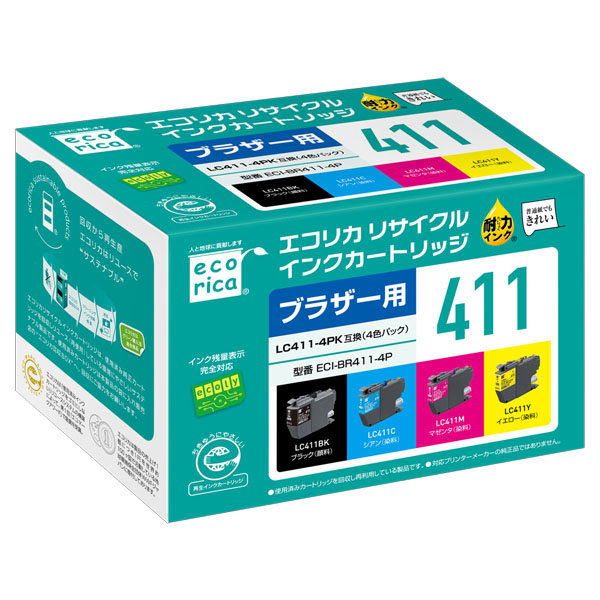 エコリカ｜LC411-4PK互換リサイクルインクカートリッジ
